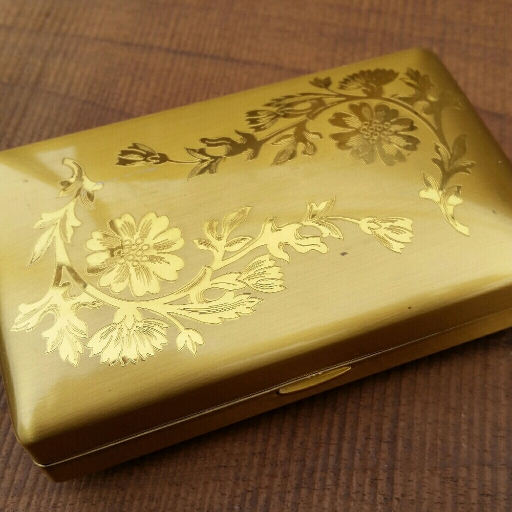 VINTAGE GOLD TONE ELGIN COMPACT CASE